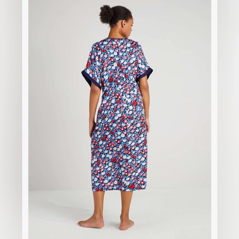 Kate Spade Daisy Shadows Caftan Dress in Blue Oversized Size M